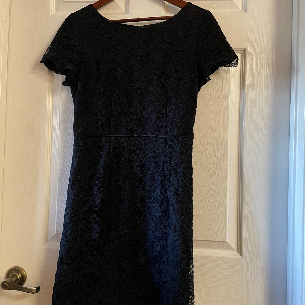 Laura Ashley Vintage Sweet Romanic Floral Lace "The Little Black Dress" Sz 12